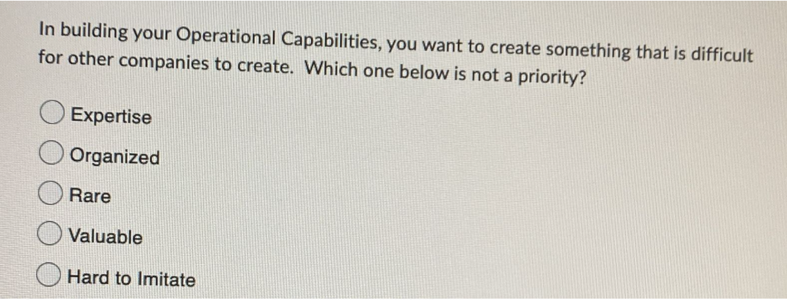 In building your Operational Capabilities, you