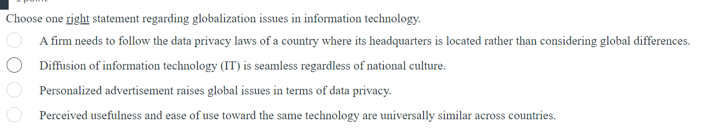 Choose one right statement regarding