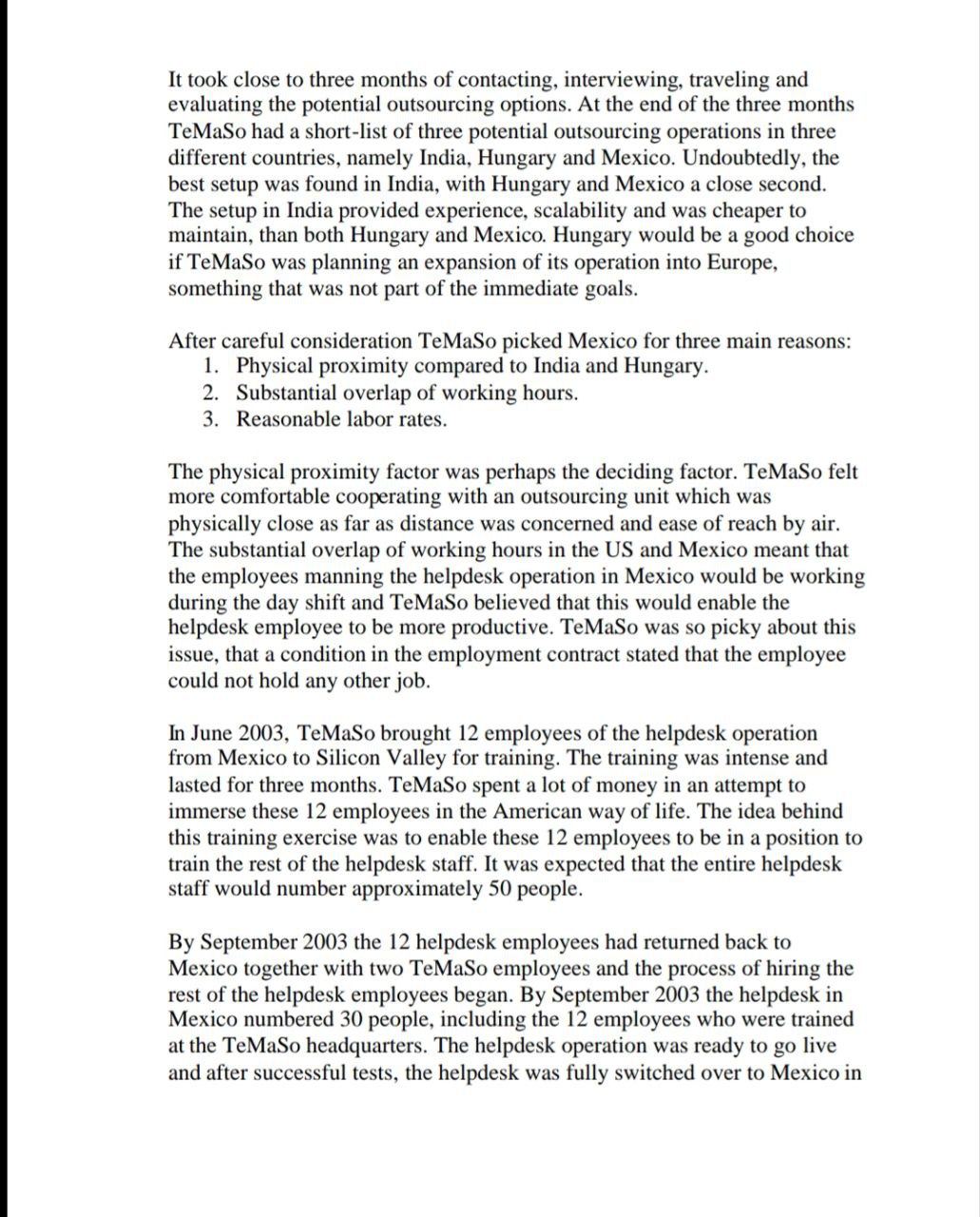 Case Study 3 Outsourcing the helpdesk operation