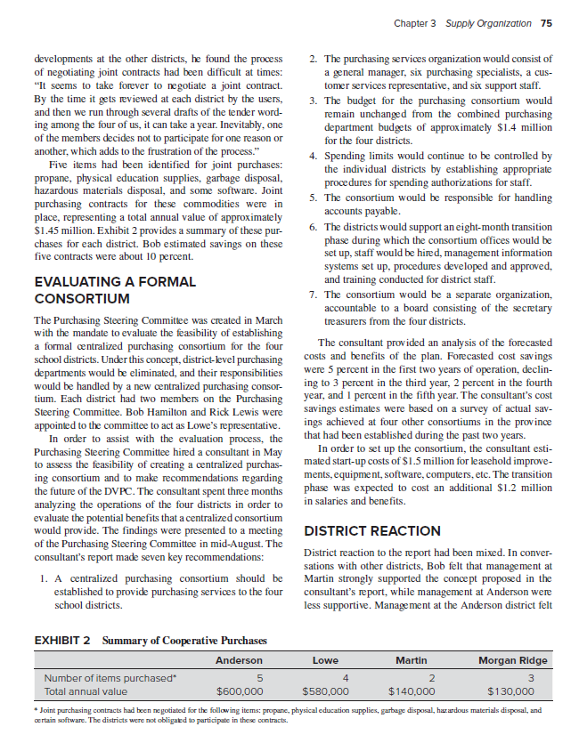 Case 3-1 Donovan Valley Purchasing Consortium On