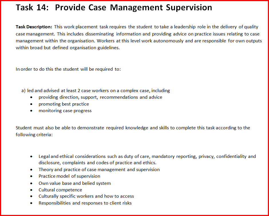 Task 14: Provide Case Management Supervision Task