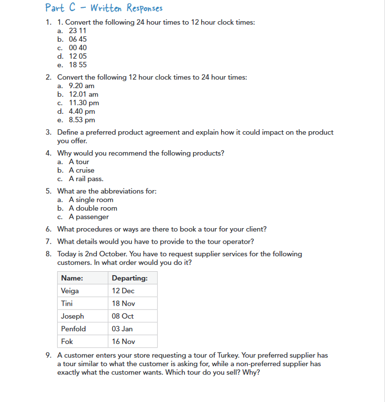 Part C Written Responses 1. 1. Convert the