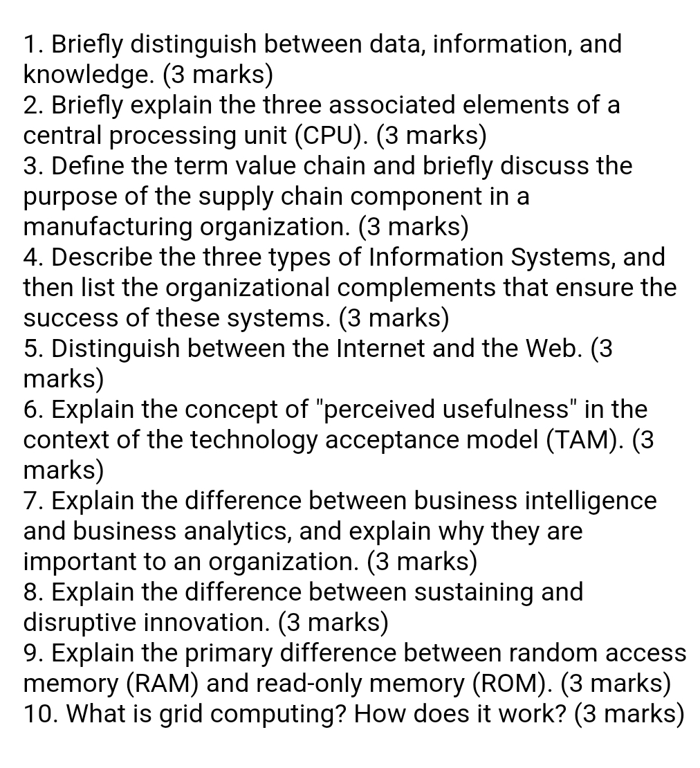 1. Briey distinguish between data, information,