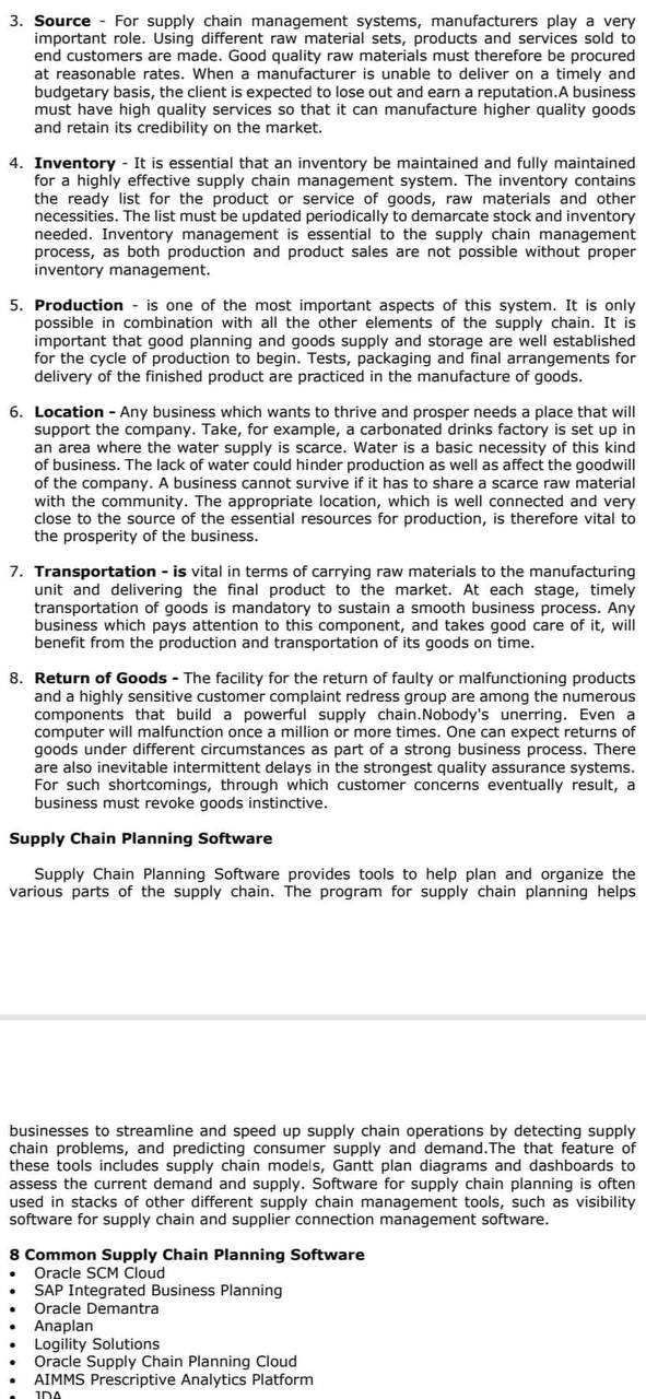 Supply Chain Planning Supply Chain Planning (SOP)