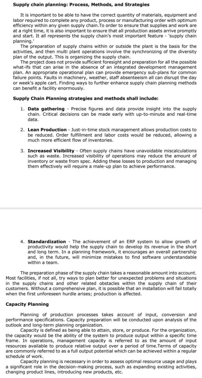 Supply Chain Planning Supply Chain Planning (SOP)