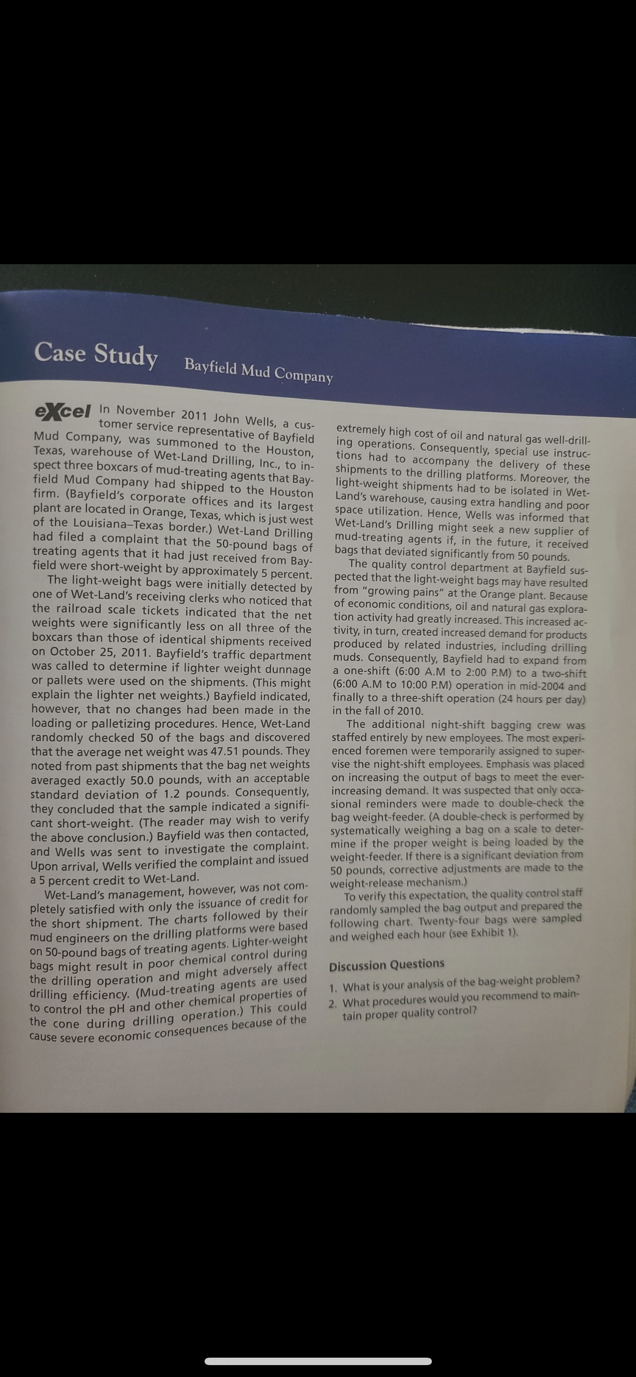 466 Part Six Case Studies EXHIBIT 1 Sample bag