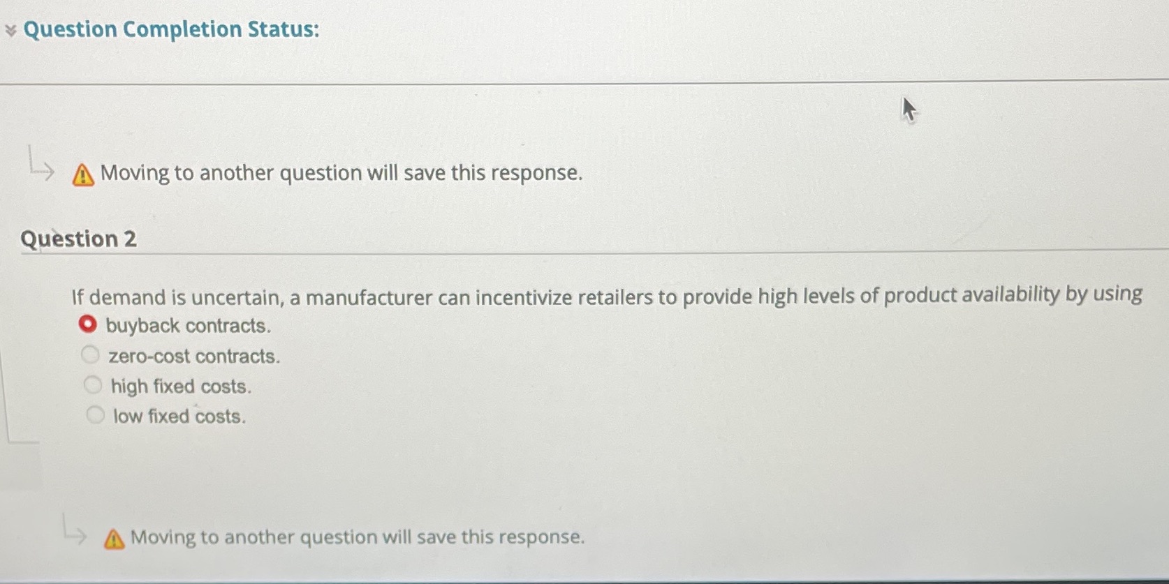 Question Completion Status: Moving to another