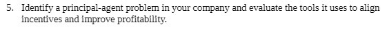 5 . Identify a principal- agent problem in your