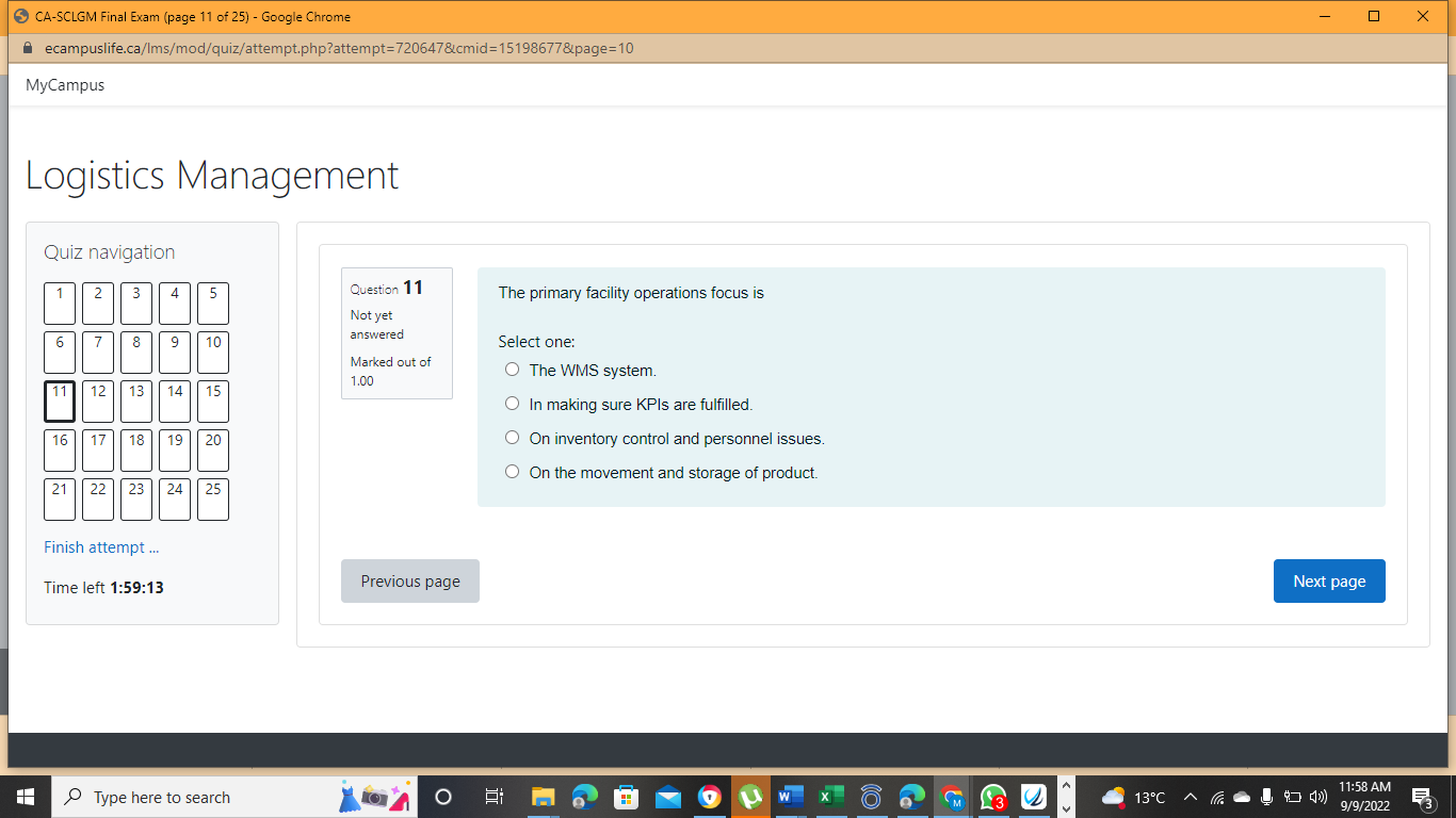 Logistics Management QUIZ navigation 5 \"E Finish