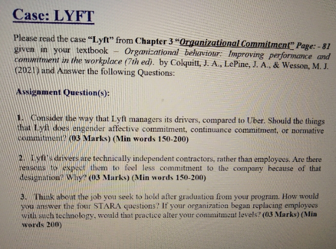 question one Case: LYFT Please read the case