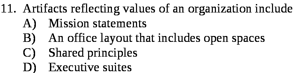 1 . Artifacts reflecting values of an
