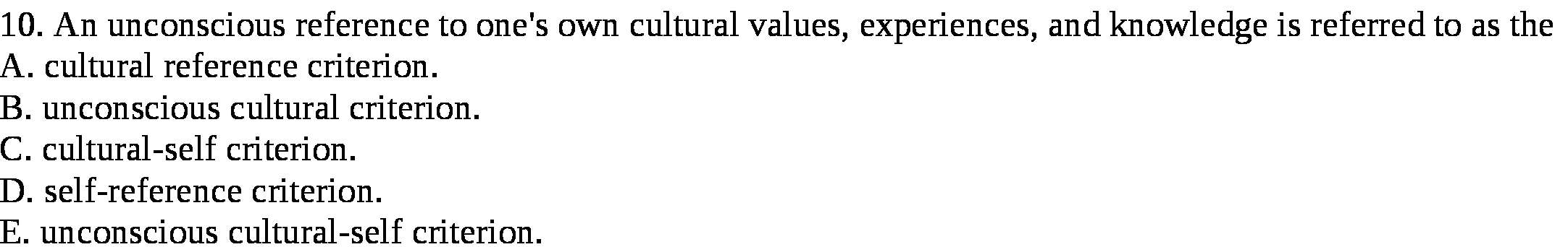 10 . An unconscious reference to one's own