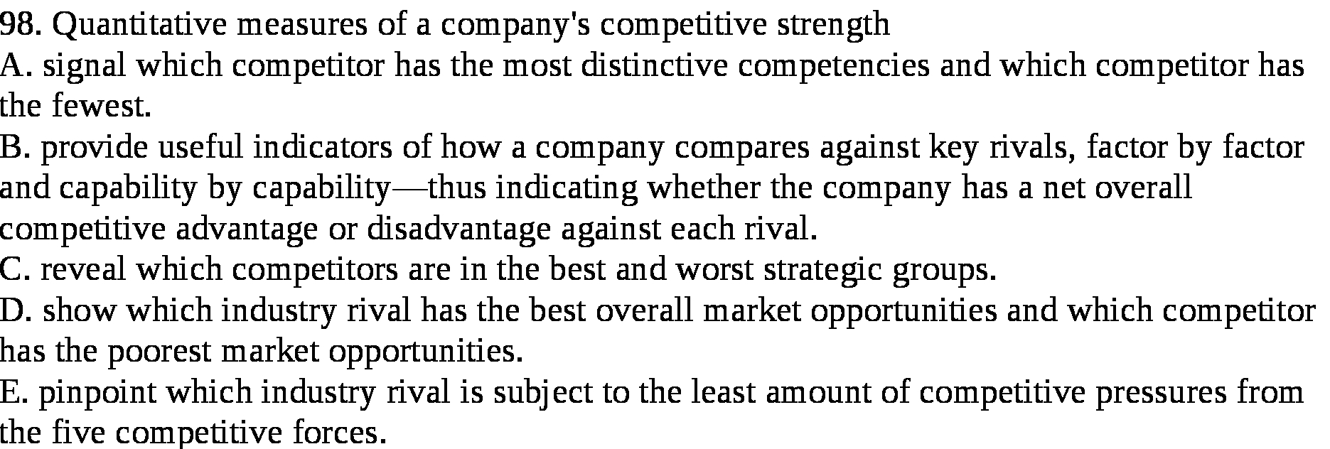 98. Quantitative measures of a company's