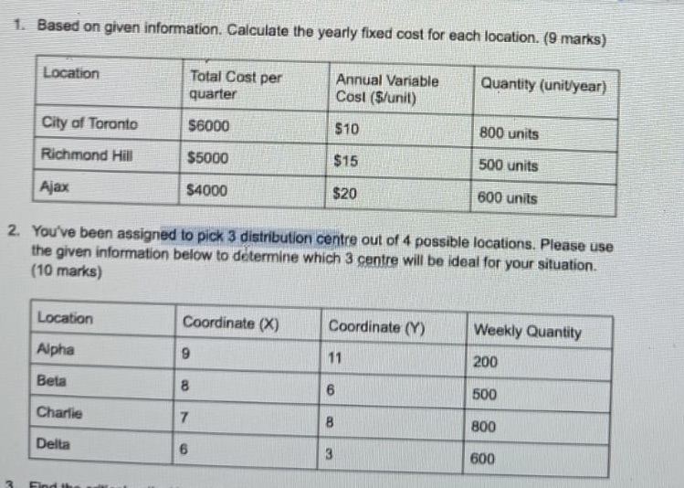 1. Based on given information. Calculate the