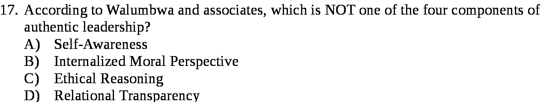 17. According to Walumbwa and associates, which