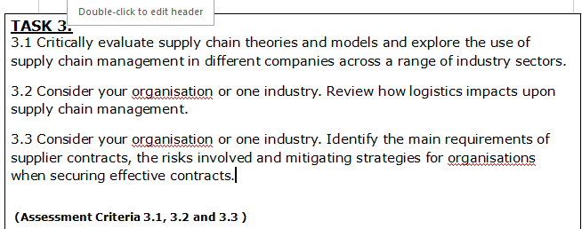 Double-clickto edit header TASK 3. 3.1 Critically