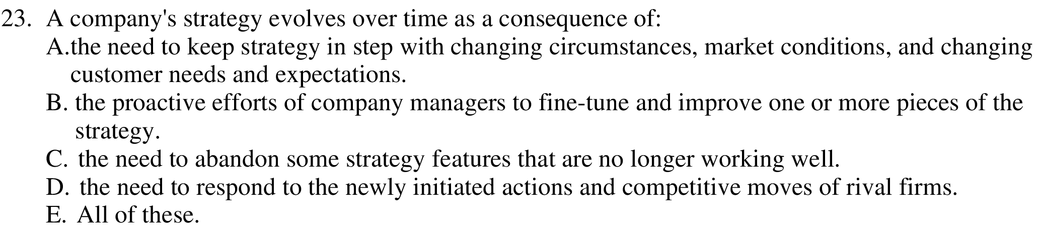 23. A company's strategy evolves over time
