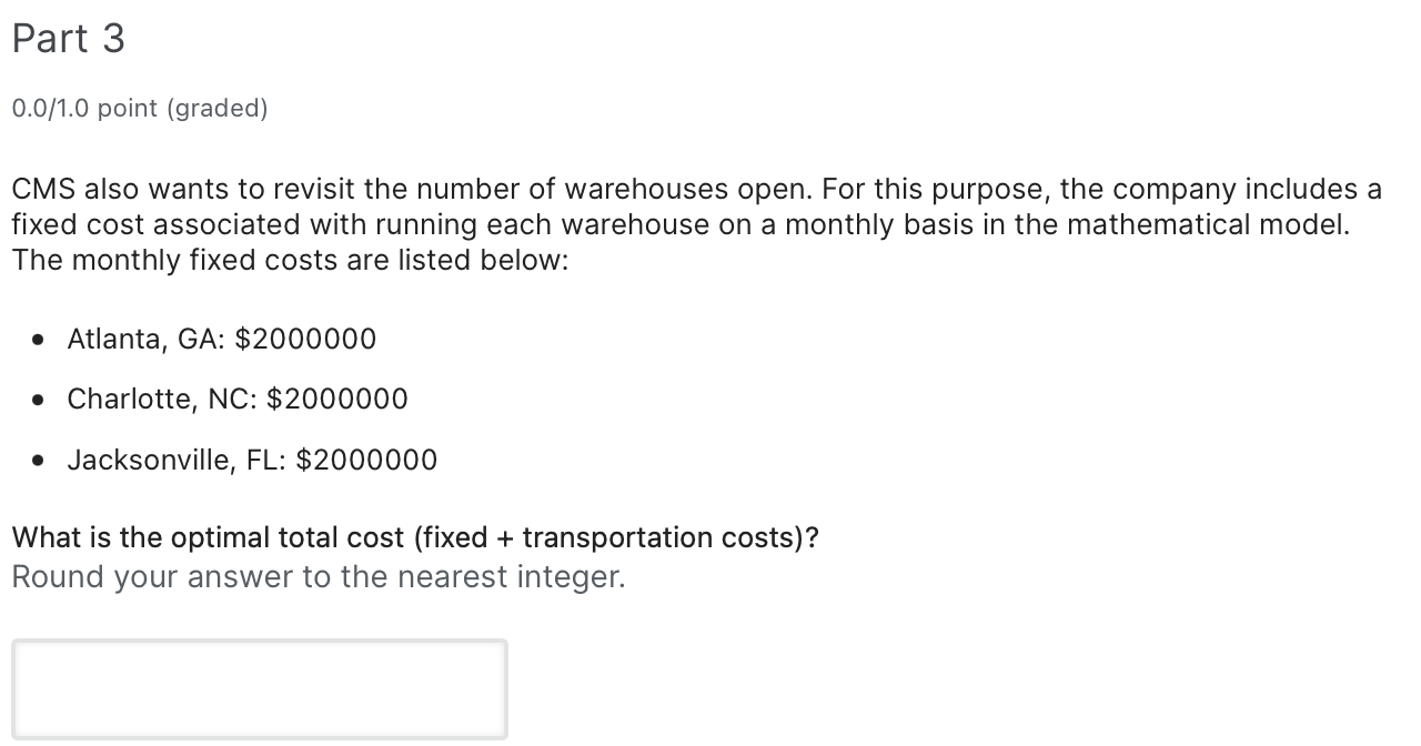 Part 1 0.0/0.5 points (graded) CMS Inc. is a