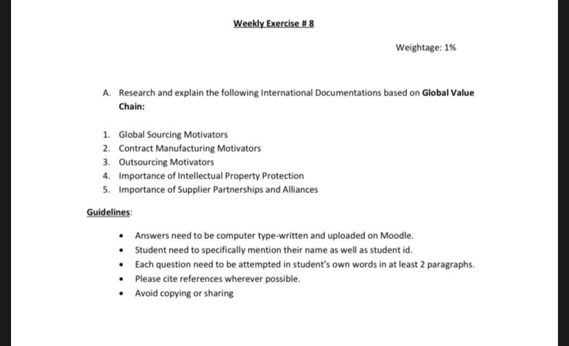 Weekly Exercise # 8 Weightage: 1% A. Research and