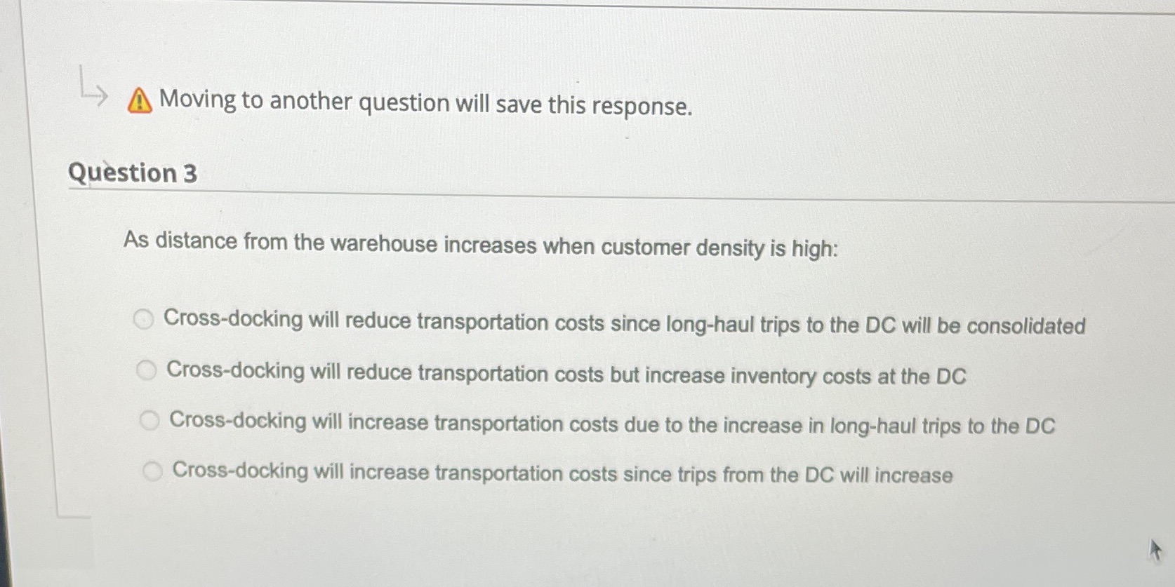 Moving to another question will save this