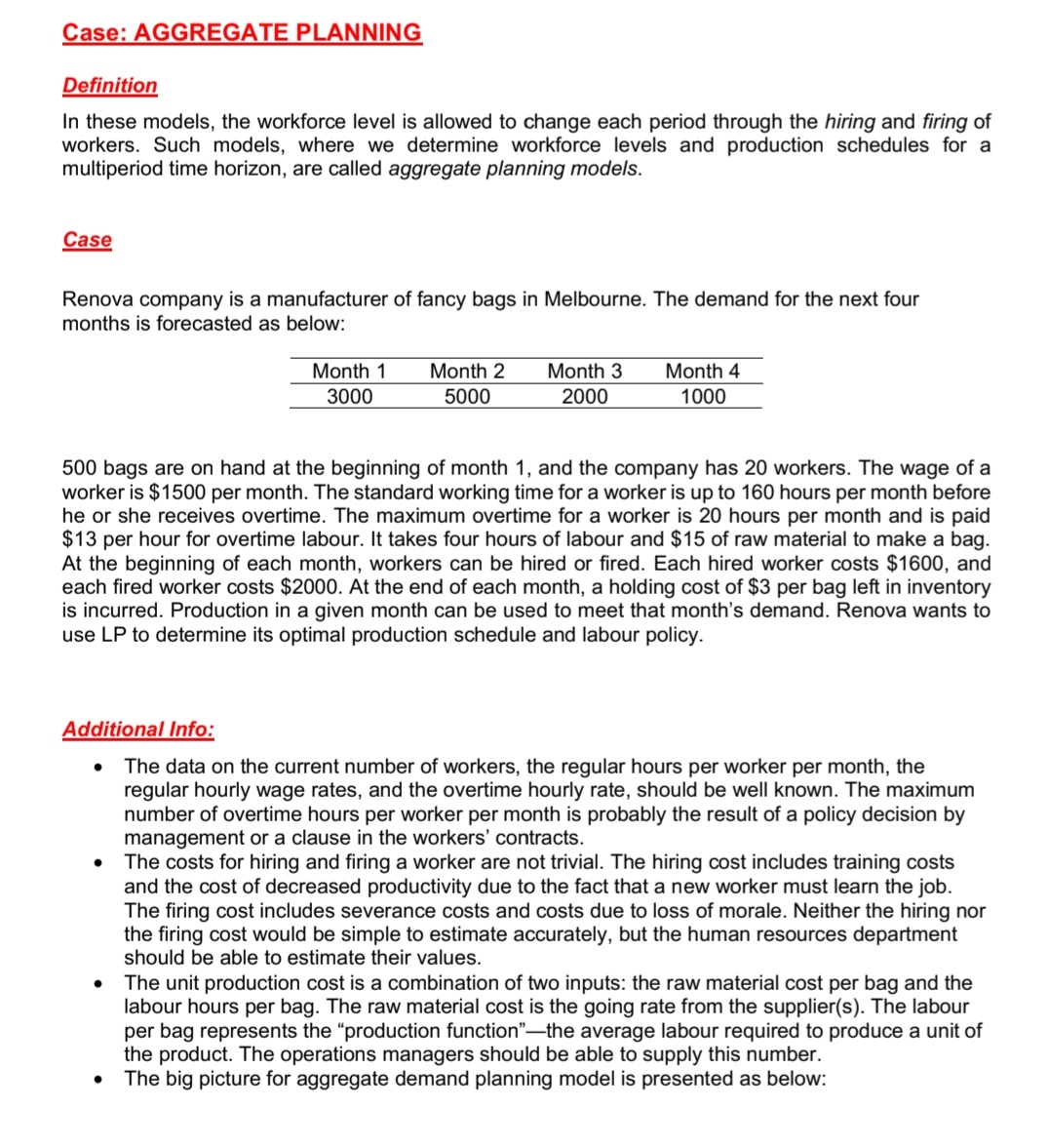 Qase: AGGREGATE PLANNING Denition In these