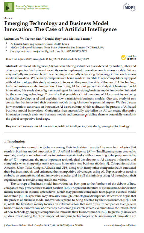 Journal of Open Innovation: Technology, Market,