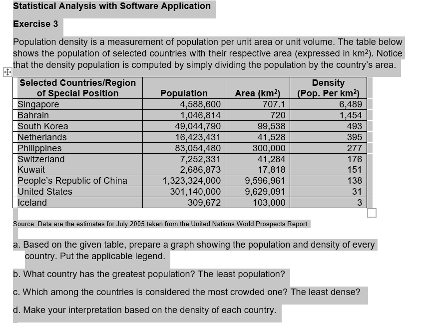 answer for number 1 Statistical Analysis with