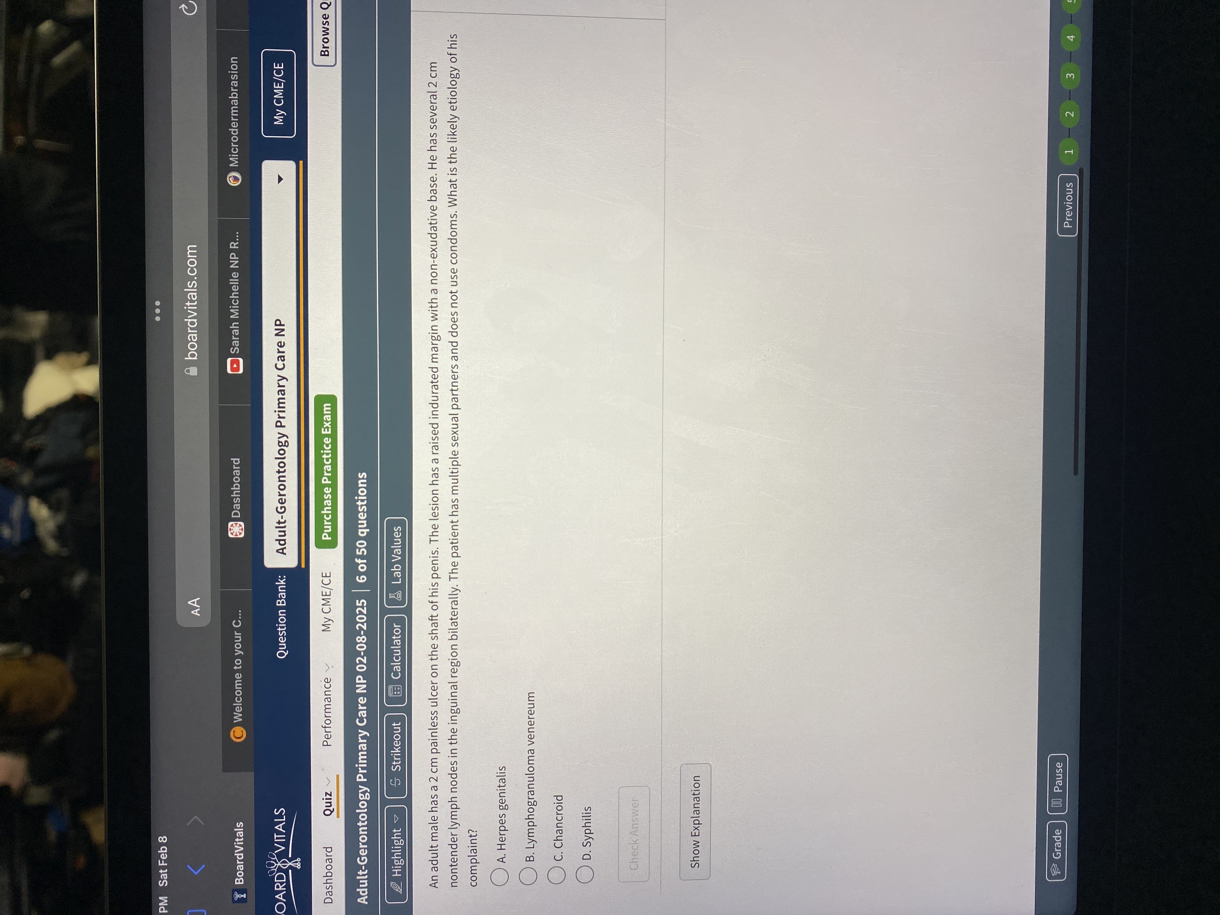 Answer PM Sat Feb 8 . . . AA boardvitals.com