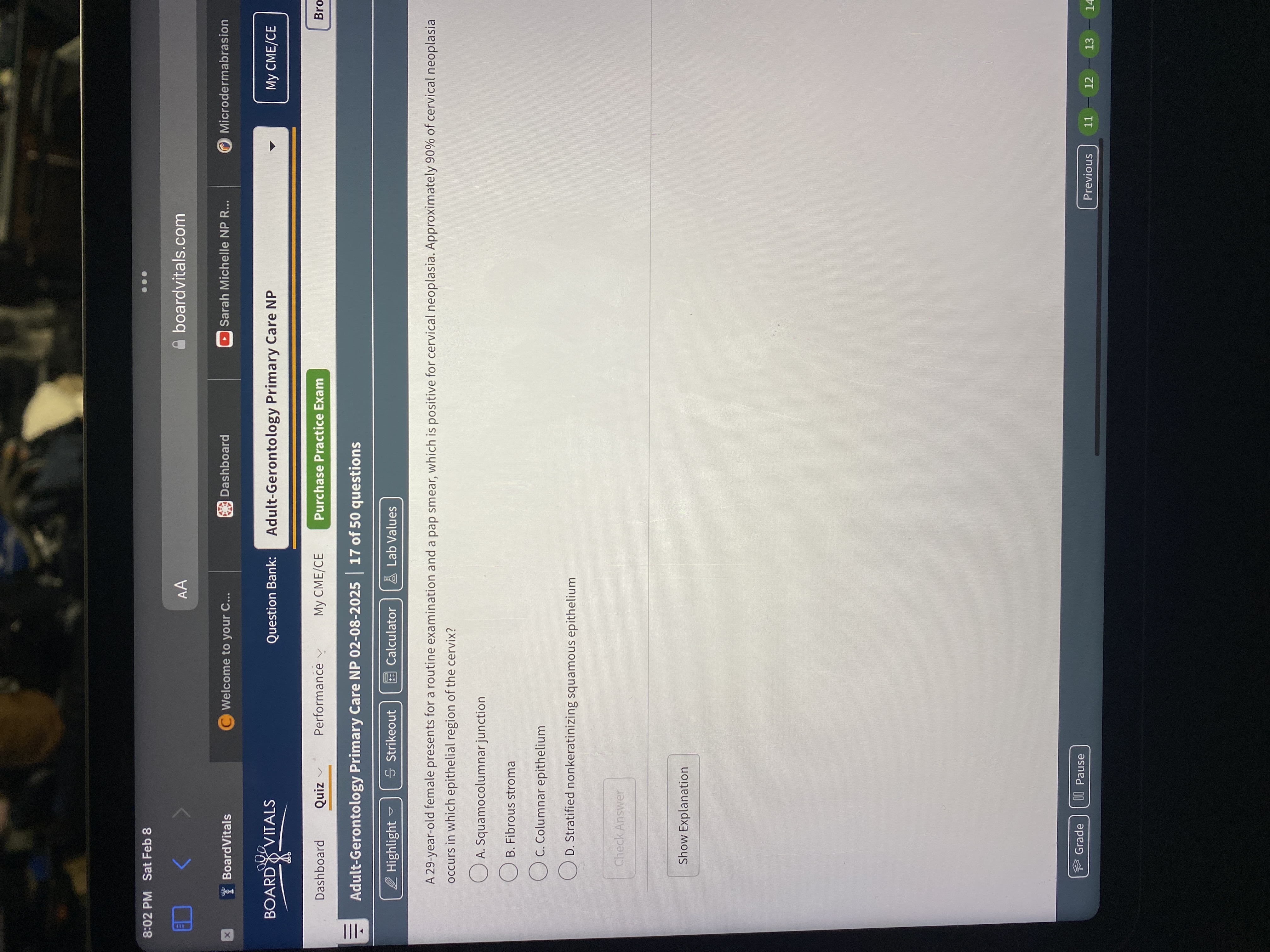 Answer 8:02 PM Sat Feb 8 . . . AA boardvitals.com