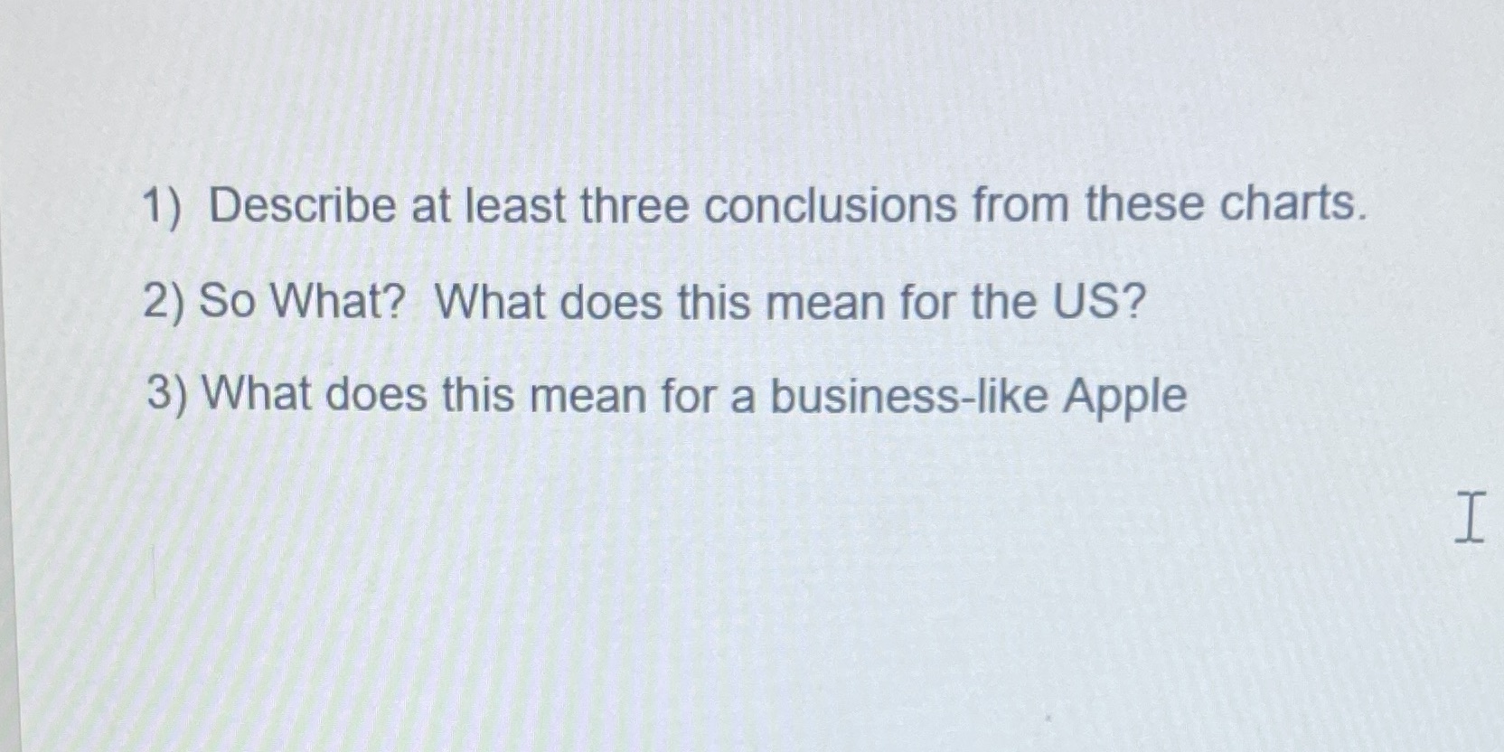 1) Describe at least three conclusions from these