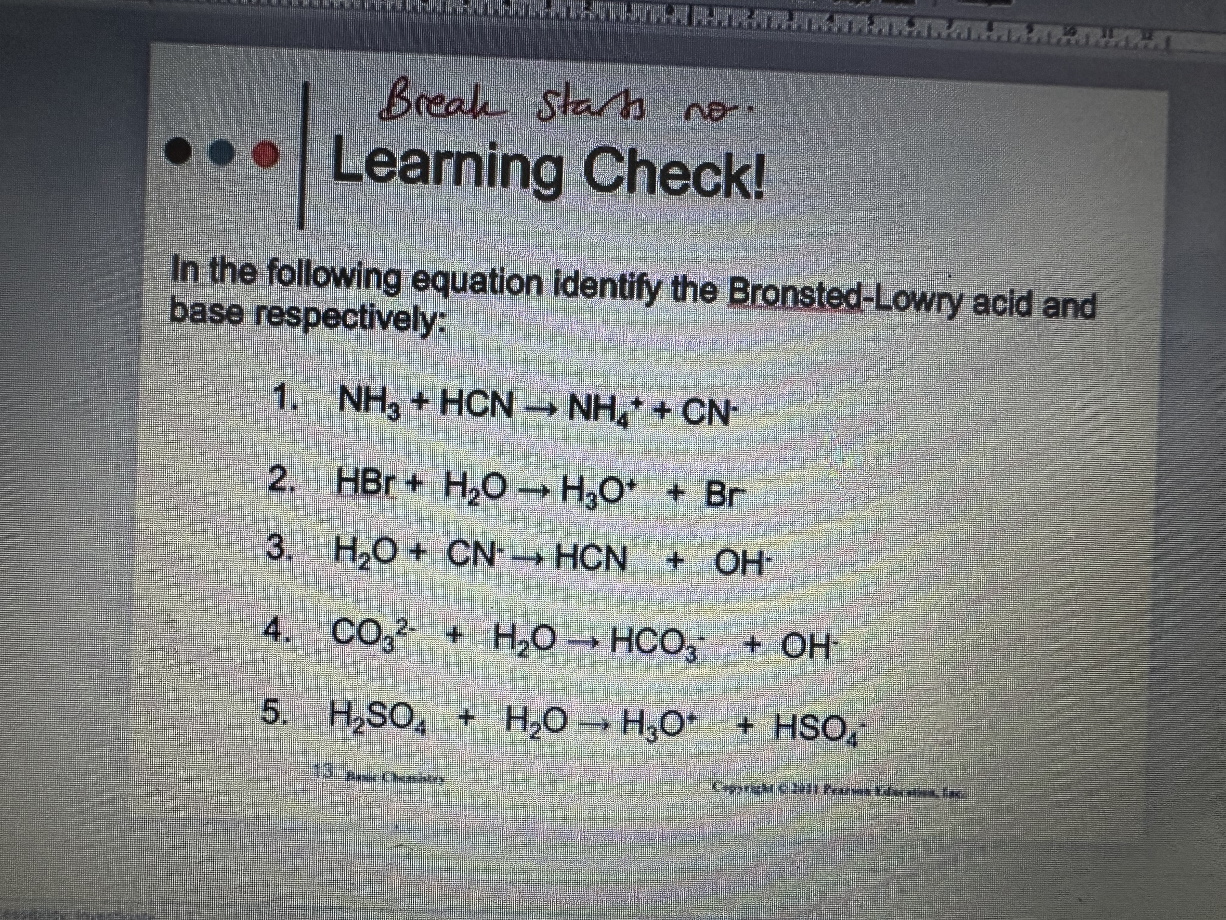 Answer Break stark no. Learning Check! In the