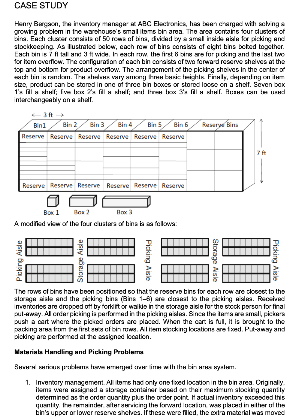 CASE STUDY Henry Bergson, the inventory manager