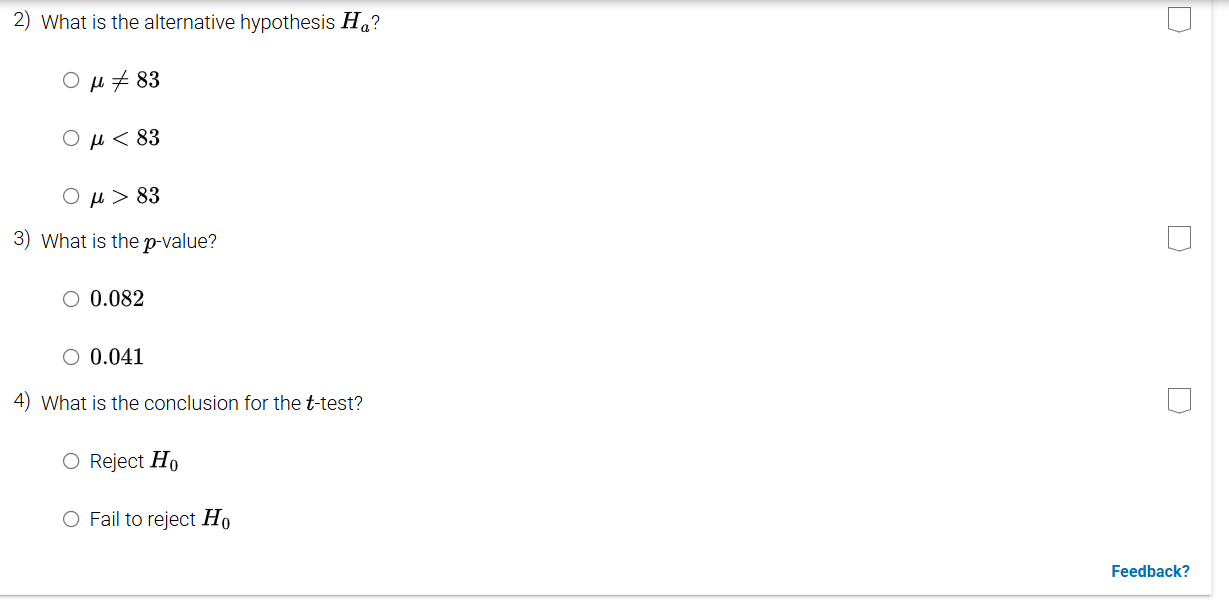 answer 2) What is the alternative hypothesis Ha?