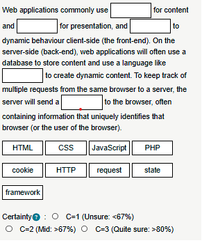 fill in the blanks Web applications commonly use