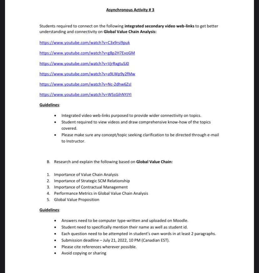 Asynchronous Activity # 3 Students required to
