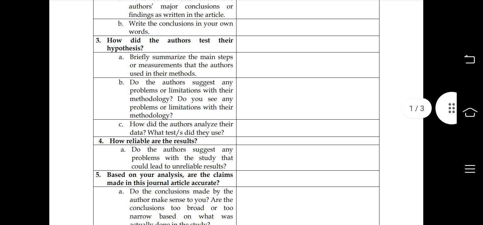 ACTIVITY 5 Student Worksheet: Analyzing a Journal