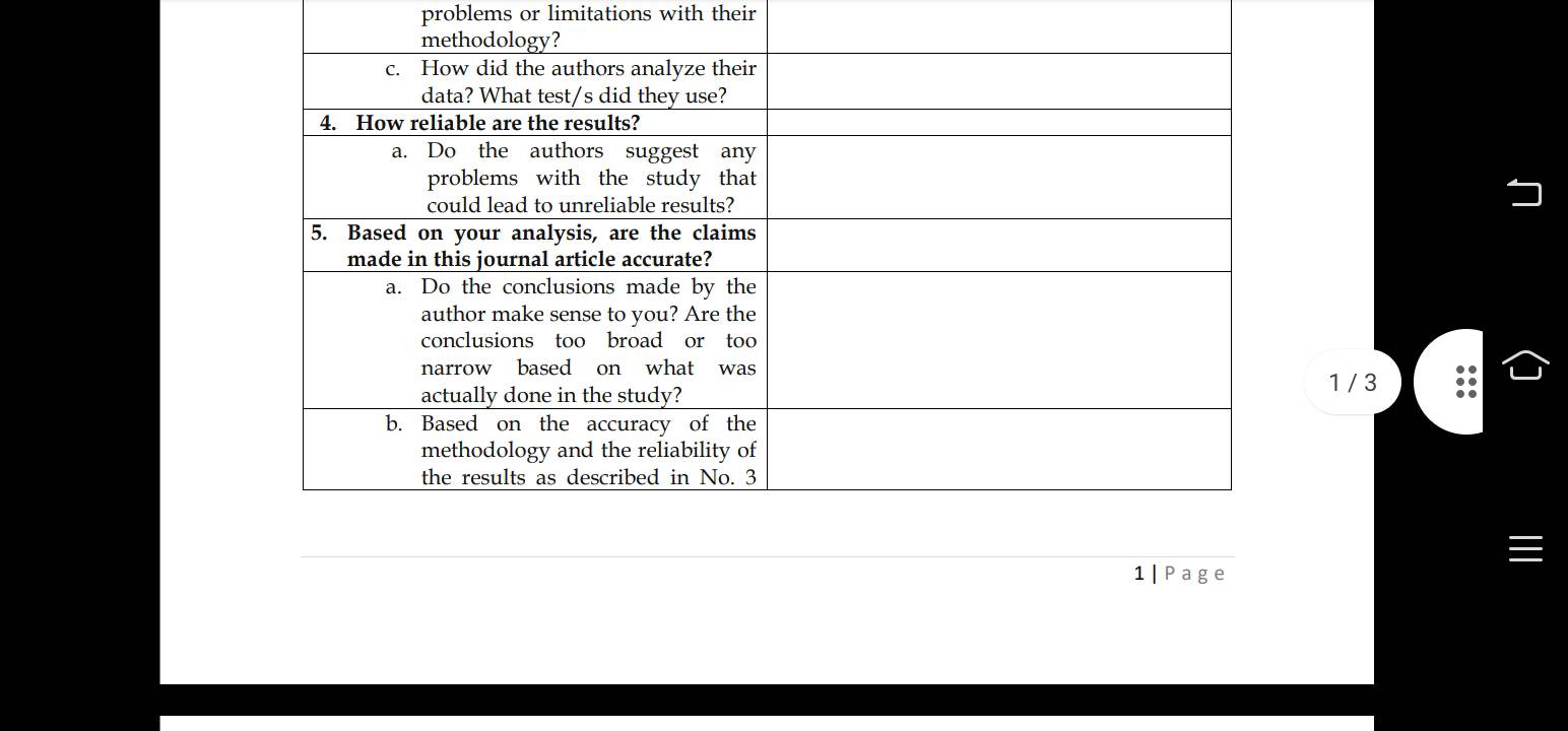 ACTIVITY 5 Student Worksheet: Analyzing a Journal