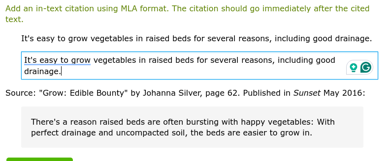 Add an in-text citation using MLA format. The