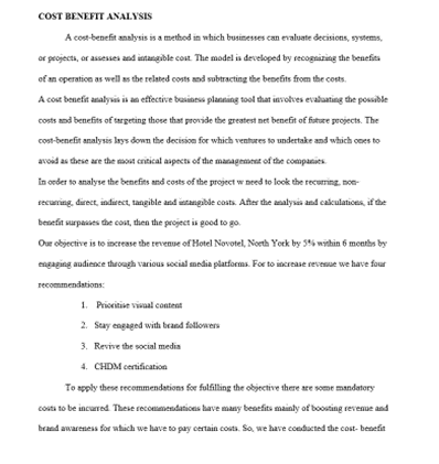 Cost-Benefit Analysis TOPIC: NICHOLBY'S