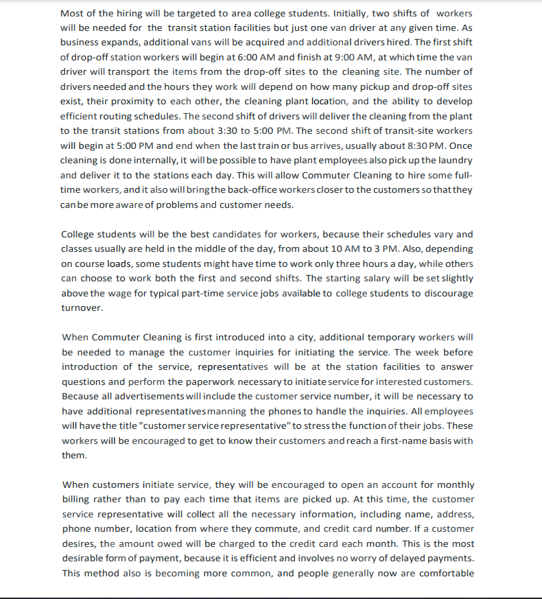 Commuter Cleaning-A New Venture Proposal (NOTE: