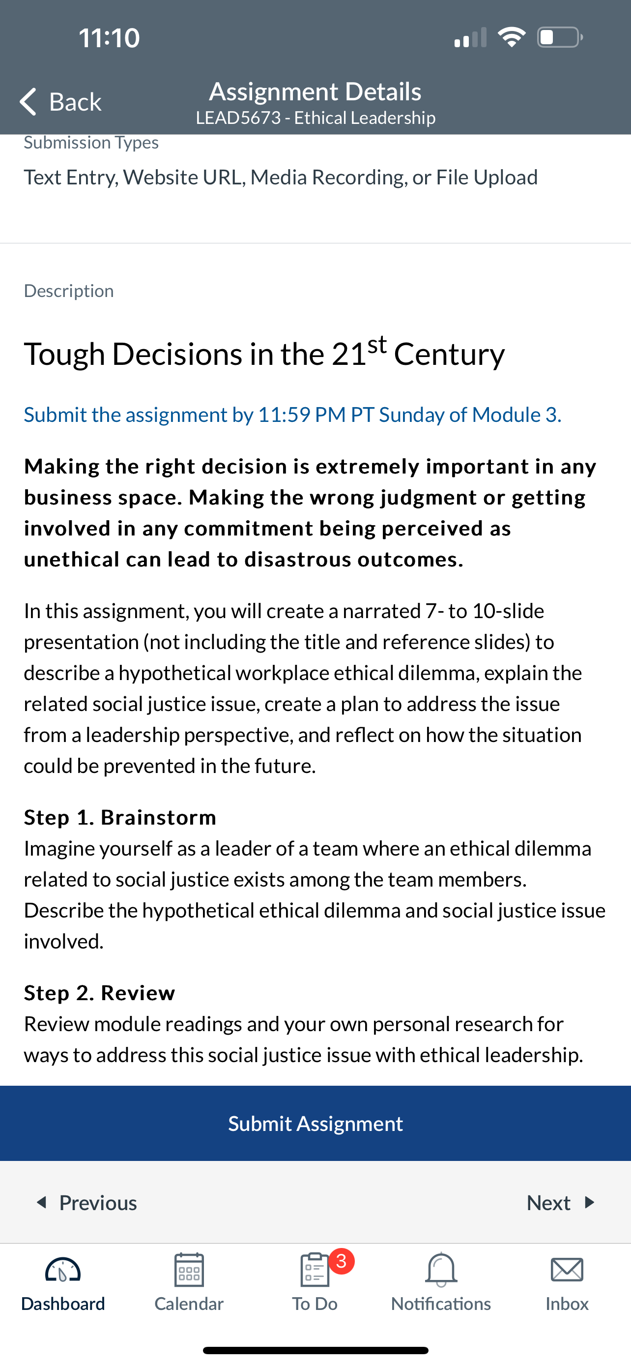 (R0 { Back Assignment Details LEAD5673 - Ethical