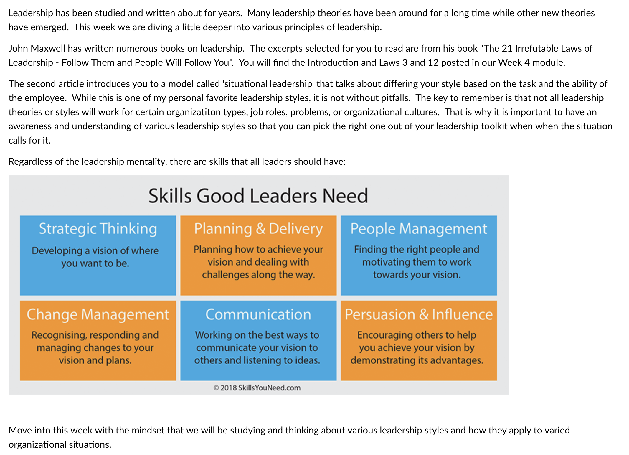 In your reading this week, Covey offered the