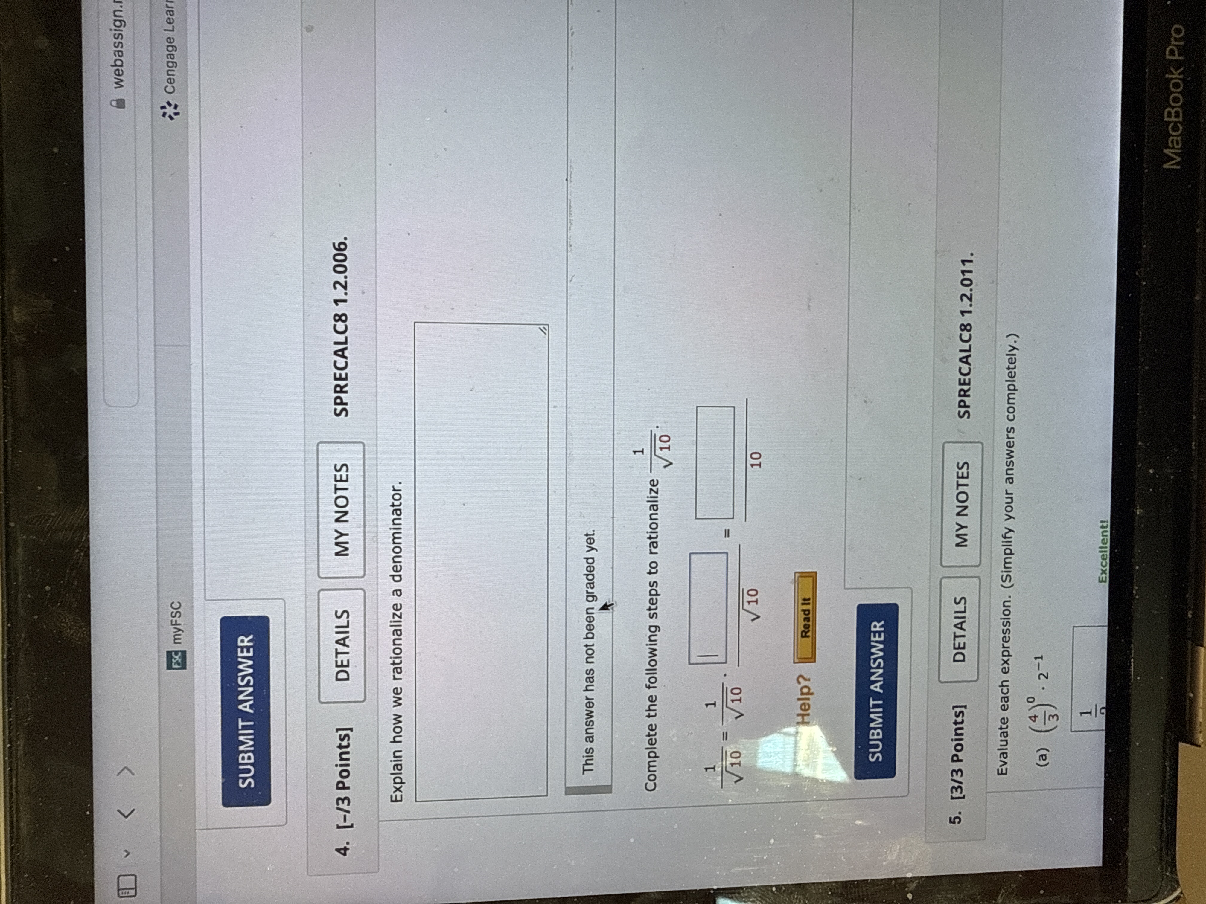 Answer D . < webassign. ESC myFSC Cengage Lear