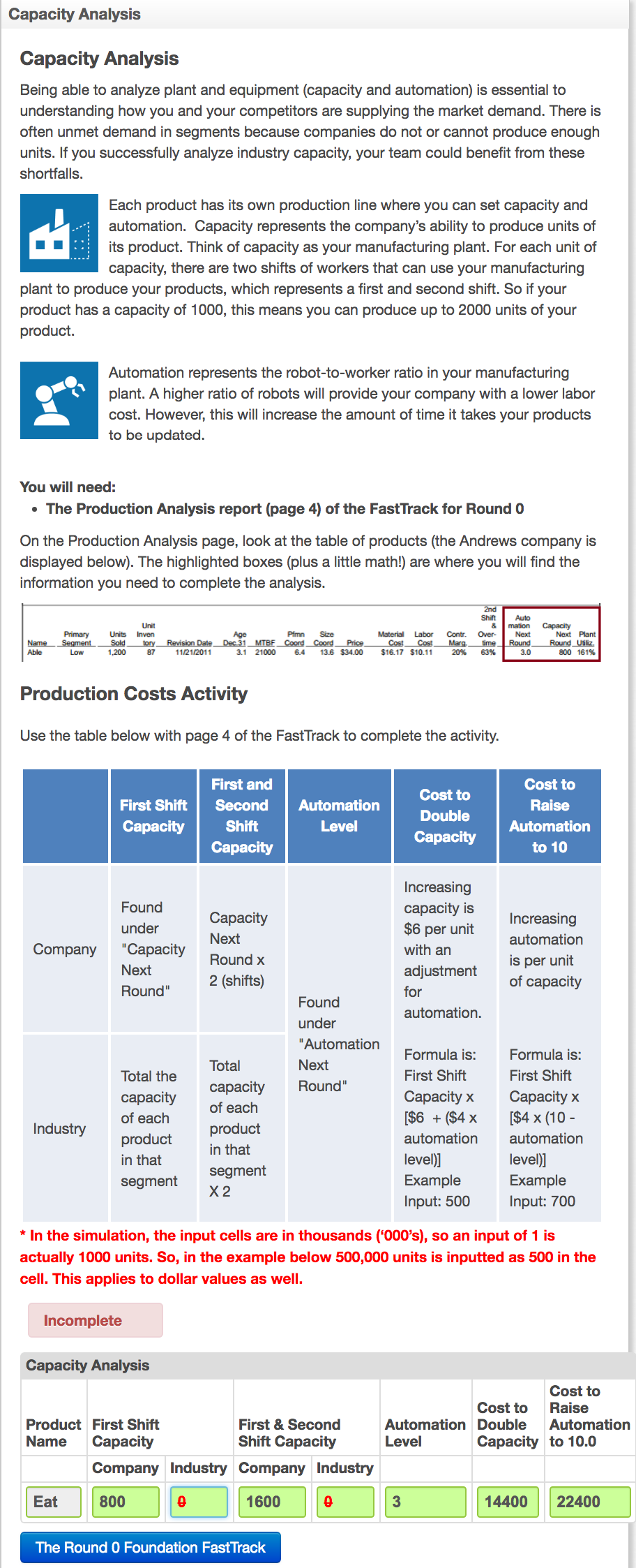 My question is what is the first shift capacity