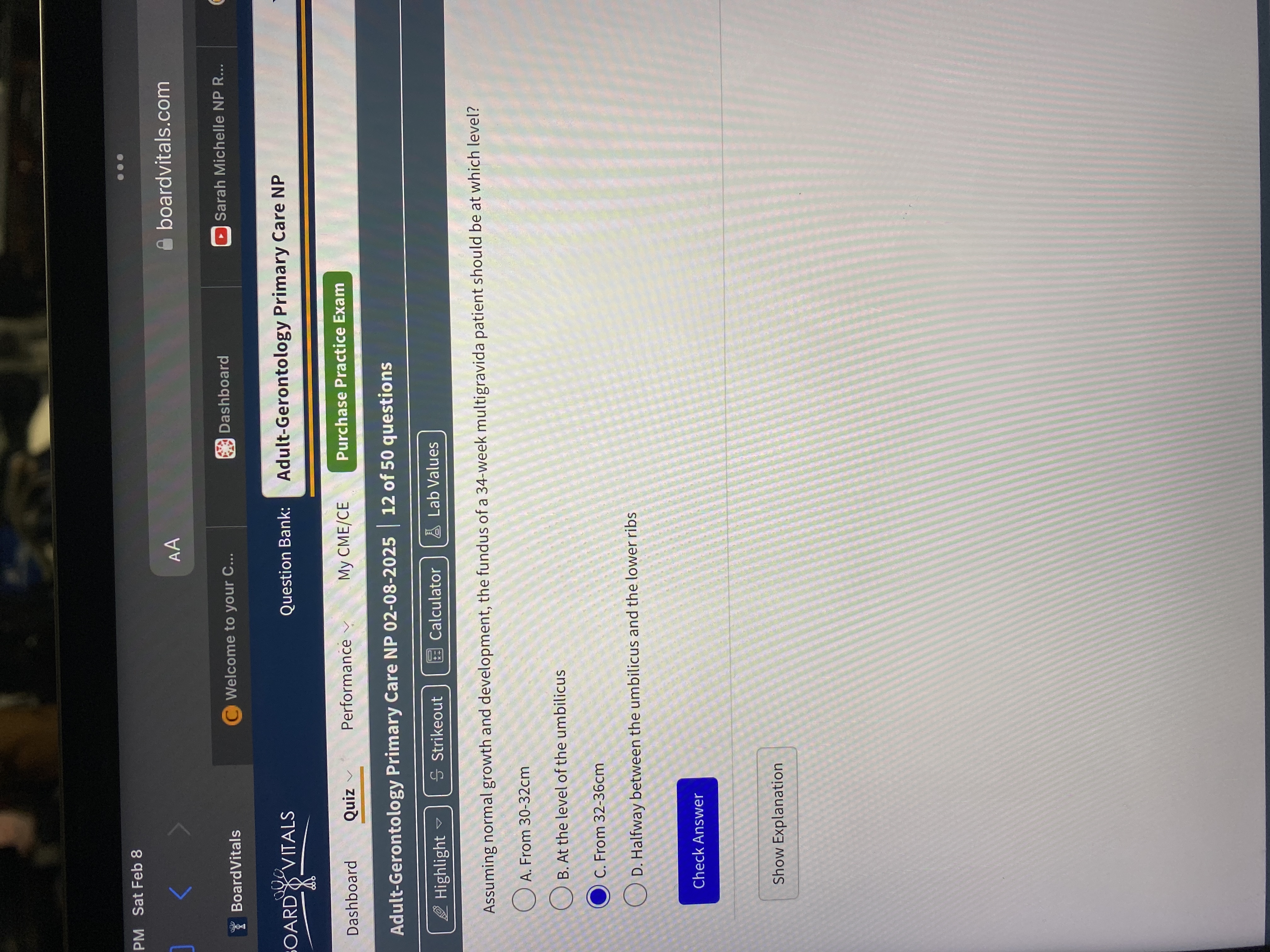 Answer PM Sat Feb 8 . . . AA boardvitals.com