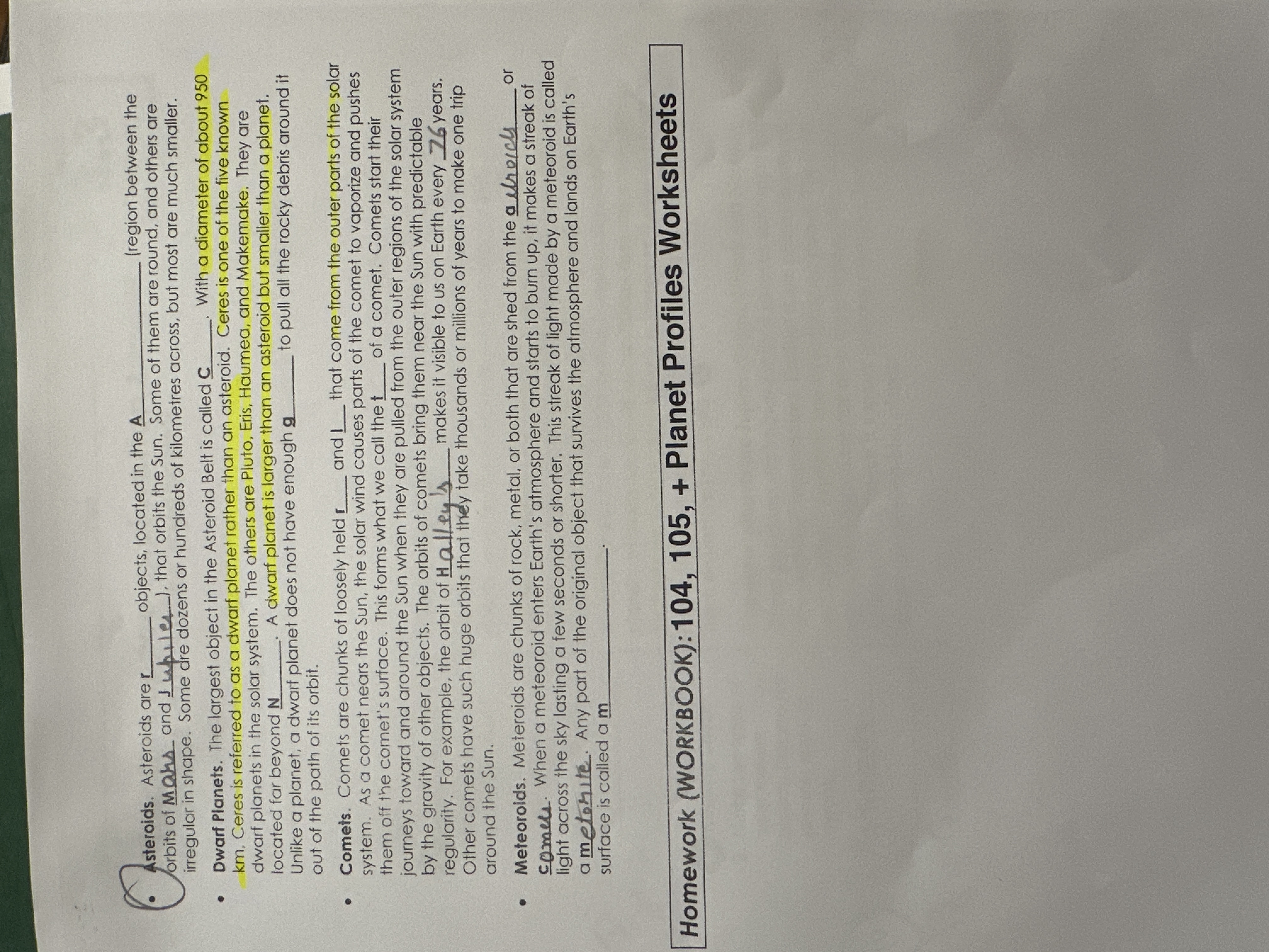 Find blanks Asteroids. Asteroids are objects,
