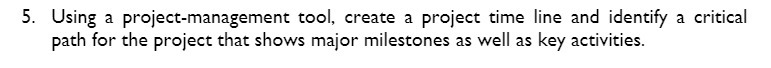 5. Using a project-management tool, create a
