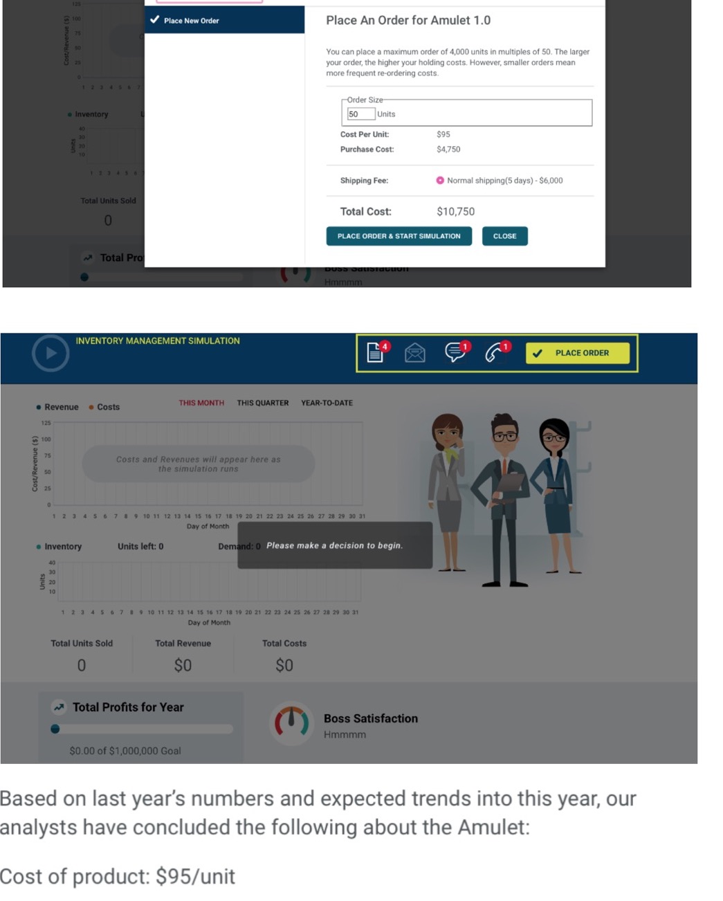 simulation on inventory management Place New