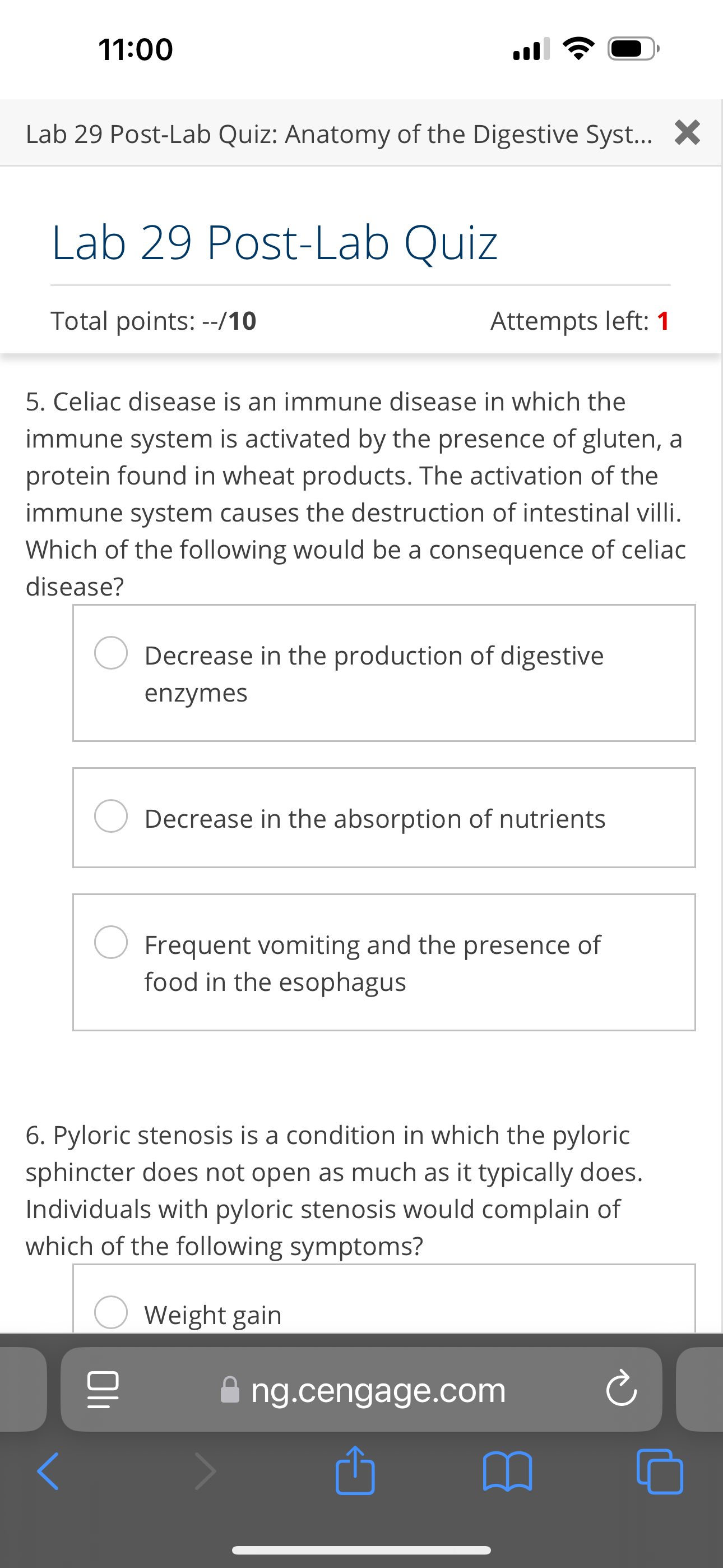 [SOLVED] Answer 11:00 al @) Lab 29 Post-Lab Quiz: Anatomy of the ...