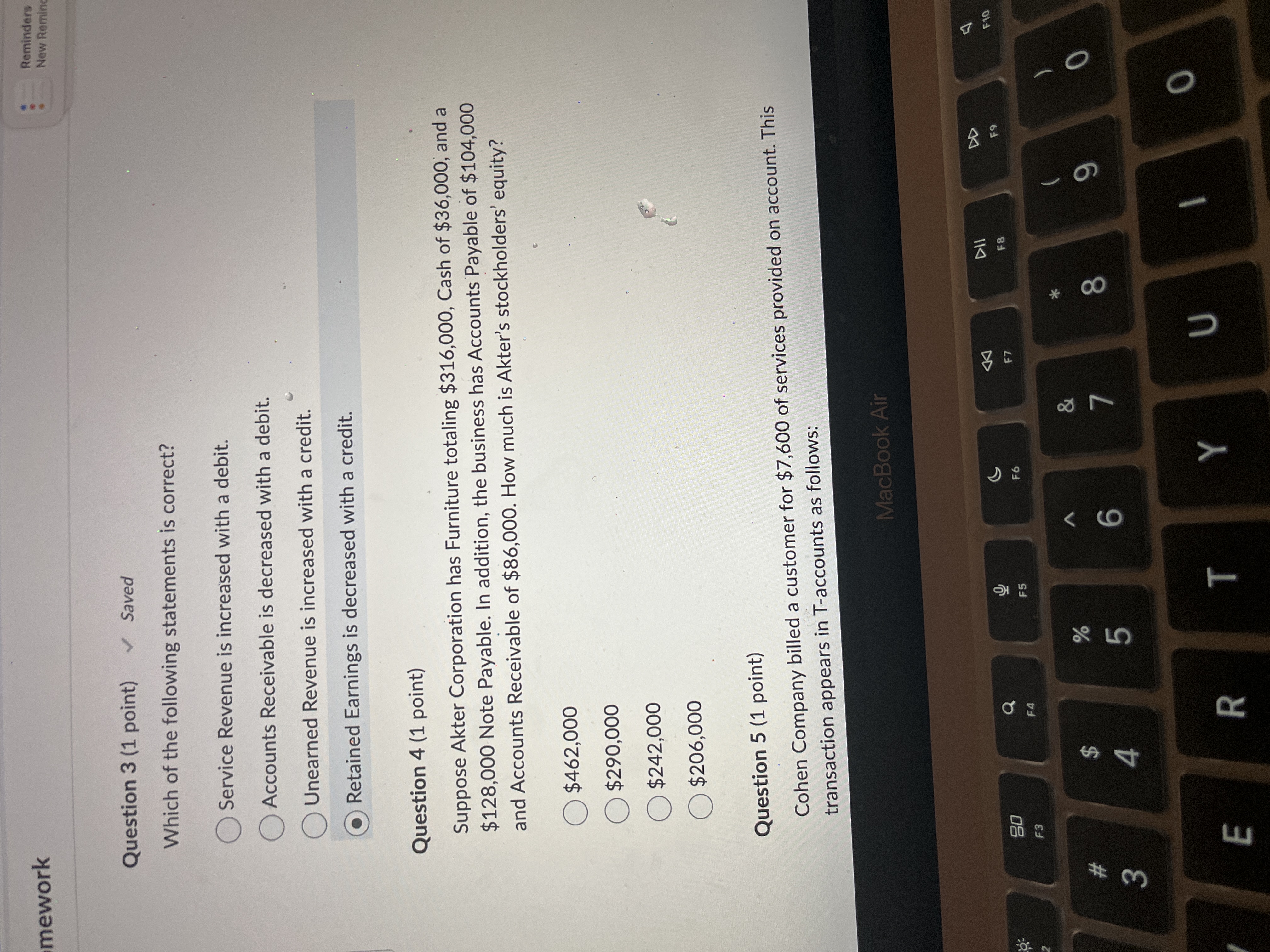 Answer the questions mework Reminders New Remin